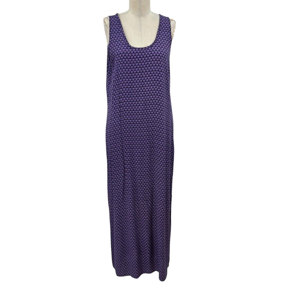 R-Clan by Jeanne Engelhart Vintage Maxi Dress Heart‎ Print Purple Size Medium
